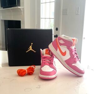 Nike Air Jordan 1 Mid Shoes Pinksicle Safety Orange Pink